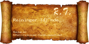 Reininger Tünde névjegykártya